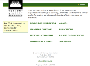 VLA website screenshot with logo in the upper corner and a green bar across the top