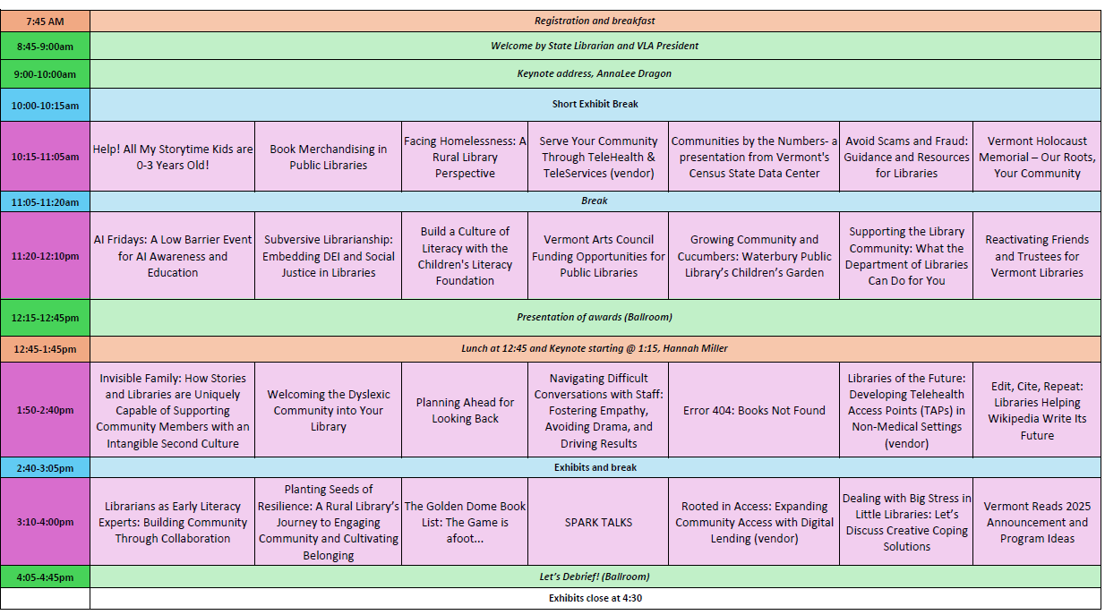 Multicolored image of grid conference schedule 